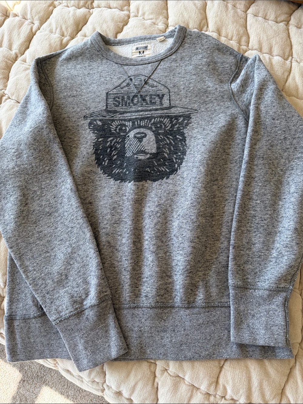 Smokey Bear Grey Graphic Crewneck Sweatshirt